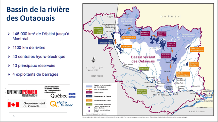 Map of the Rivière des Outaouais watershed