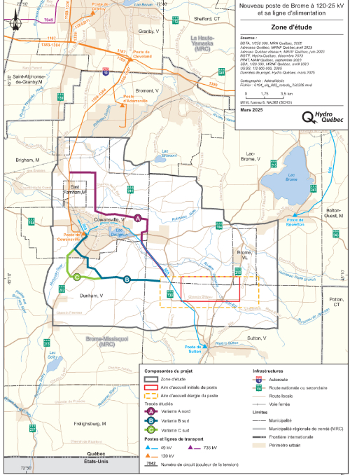 Study area of the new substation and the selected site