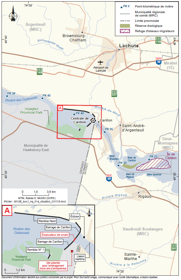 Map of the Carillon power station study area